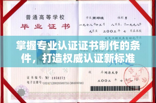 金水掌握专业认证证书制作的条件，打造权威认证新标准